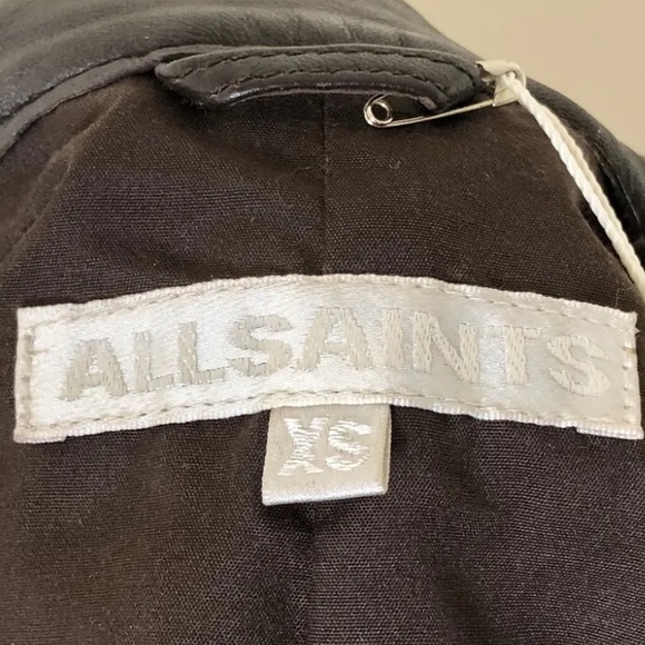 AllSaints XS 6 8 Fitted Leather Jacket Peplum Steampunk Victoriana Brown Whitby - Picture 7 of 9